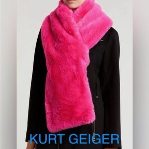 KURT GEIGER Poppy Faux Fur Pull Through Scarf 
FUSHIA hot pink